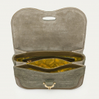 Sac Nubuck Mini Manon Embossé Croco Gris Perle