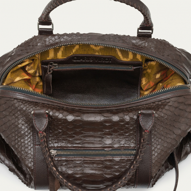 Sac Week-End Python Roger XS Brun Fumé