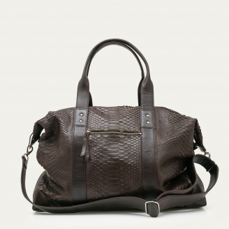 Week End Smoky Brown Python Roger Bag