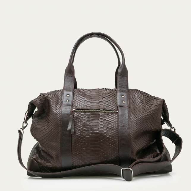 Week End Smoky Brown Python Roger Bag
