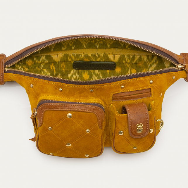 Sac Banane Suede Romeo Ambre Cloutée