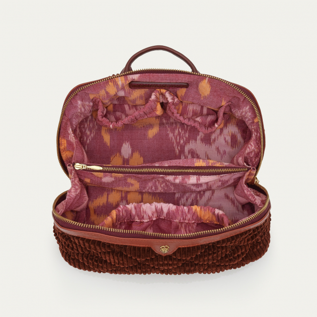 Trousse Velours Charlotte Brique Matelassé