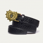 Ex-Voto Buckle Black Python Belt