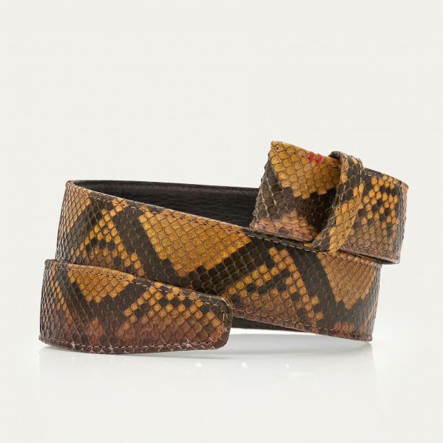 Tiger Eye Stone Python Leather Belt