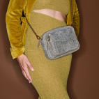 Sac Cuir Charly Embossé Croco Gris Perle