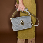 Sac Nubuck Big Ava Embossé Croco Gris Perle