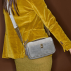 Sac Cuir Lily Embossé Croco Gris Perle