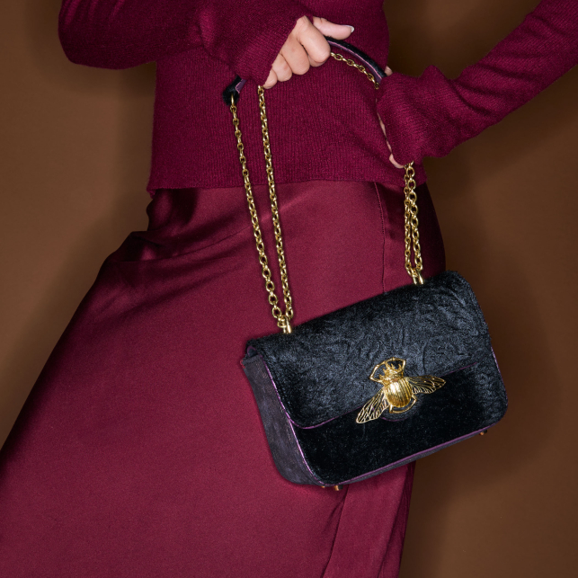 Sac Cuir Ava Medium Noir façon Astrakan