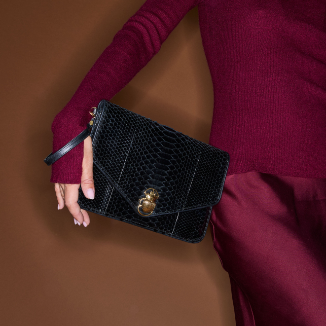 Pochette Python Alicia Noir