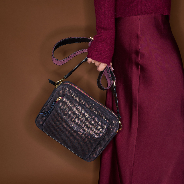 Metallic Camo Leather Big Charly Bag