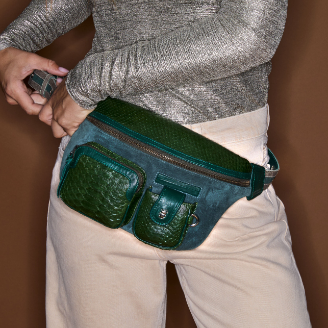 Sac Banane Python Romeo Vert Bronze