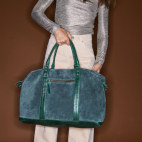Sac Week-End Cuir Roger M Vert Emeraude