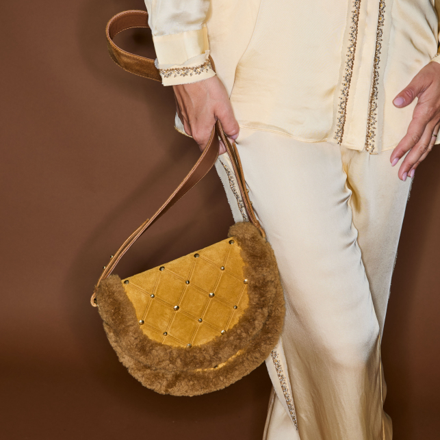 Copper Shearling and Amber Victoria Bag