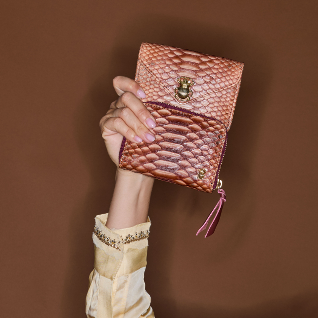 Washed Copper Python Wallet Mini Bob