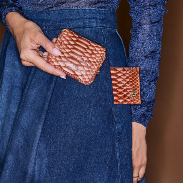 Washed Copper Python Helena Card Holder