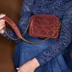 Sac Cuir Charly Velours Brique Matelassé