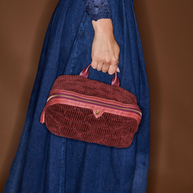 Trousse Velours Charlotte Brique Matelassé