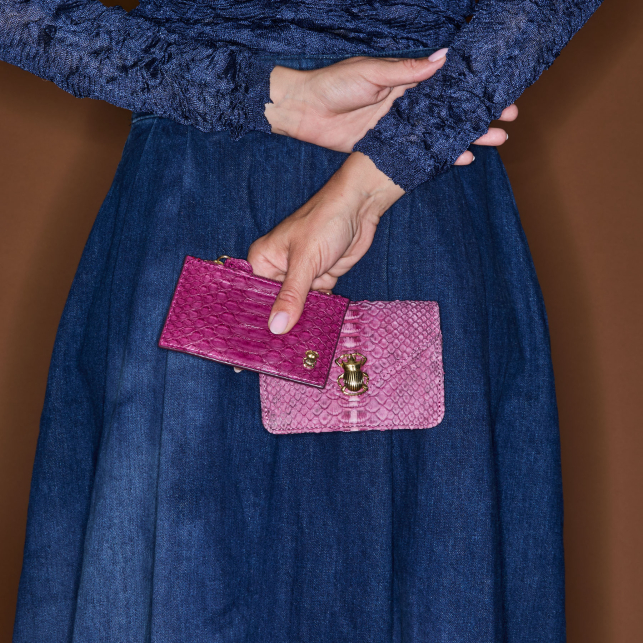 Washed Purple Python Card Holder Alex