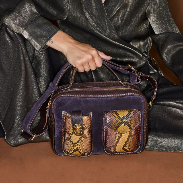 Tiger Eye Stone Python Cesar Bag