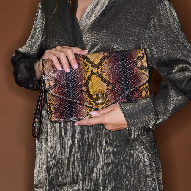 Pochette Python Alicia Oeil de Tigre