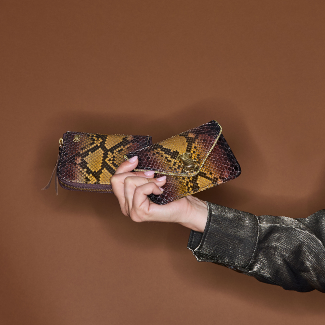 Portefeuille Python Mini Bob Oeil de Tigre