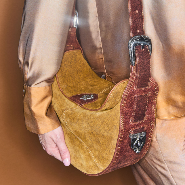 Wood Brown Suede Estelle Collab Bag