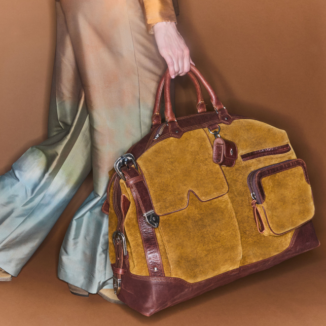 Wood Brown Suede Vitto Travel Bag
