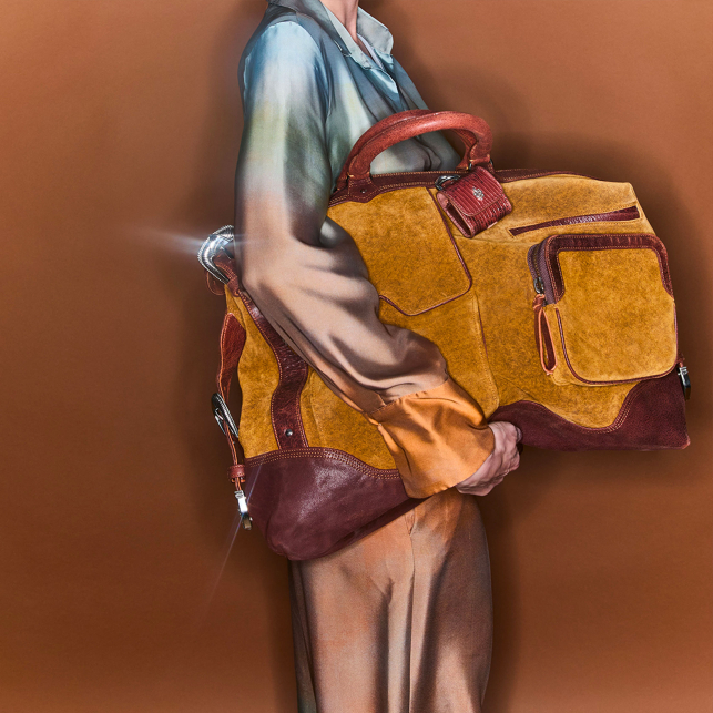 Wood Brown Suede Vitto Travel Bag