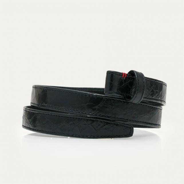 Baby Ceinture Cuir Noir Vernis Vintage