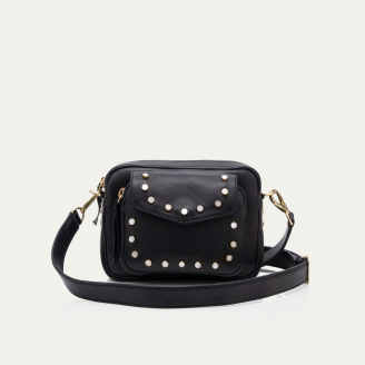 Black nappa Shell Studs Leather Baby Charly Bag