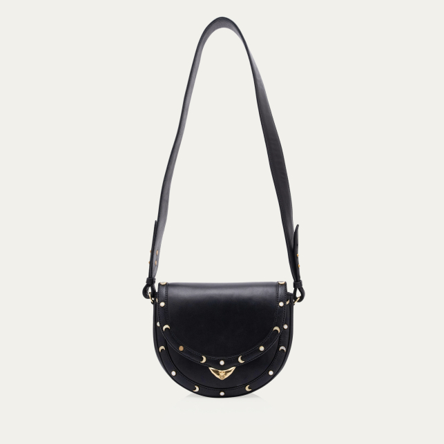 Black Nappa Leather with Shell Studs Bag Victoria