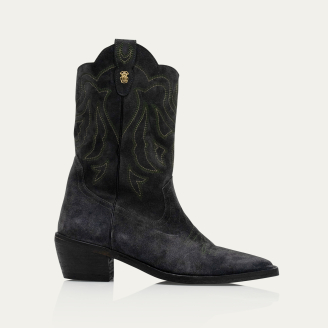 Bottes en Suede Lucienne Gris Foncé Perle
