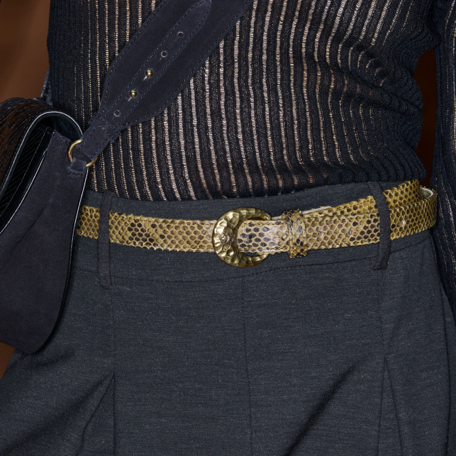 Baby Ceinture Python Kaki Demi Lune Or