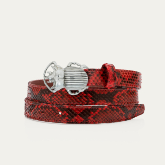 Baby Ceinture Python Rubis Scarabée Argent