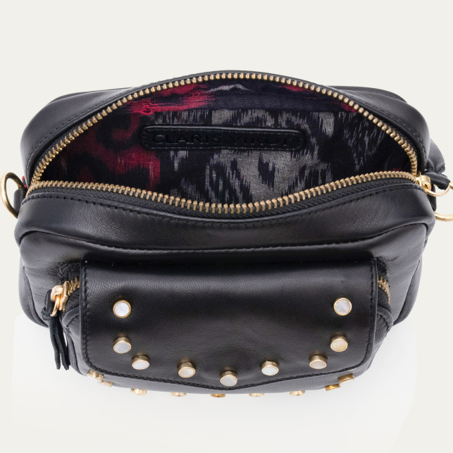 Black nappa Shell Studs Leather Baby Charly Bag
