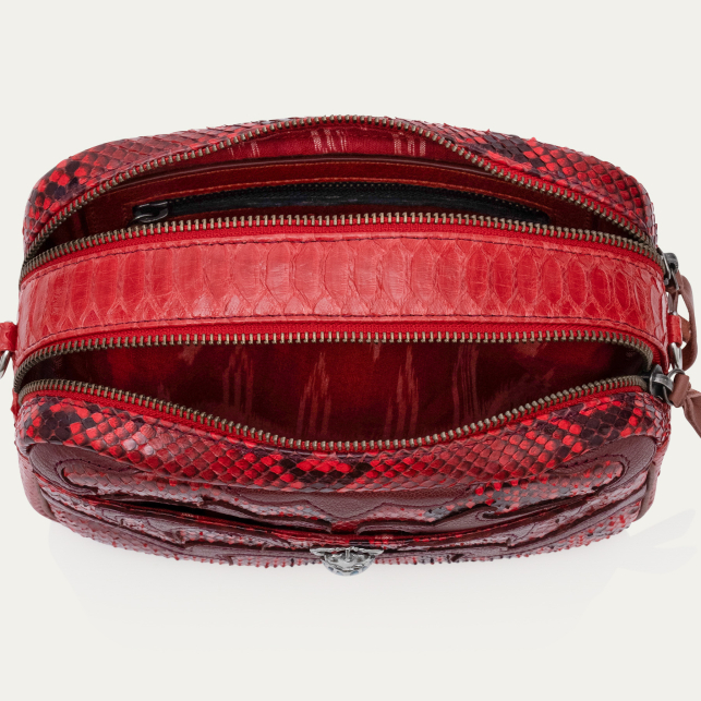 Sac Patchwork Python et Cuir Lily Rubis