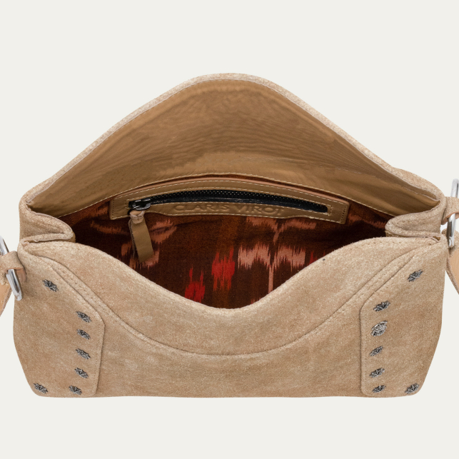 Sac Veau Velours Gaia Sable Blanc