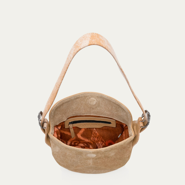 Sac Veau Velours Estelle Sable Blanc