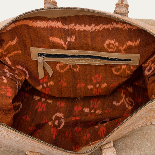 Sac de Voyage Veau Velours Vito Sable Blanc