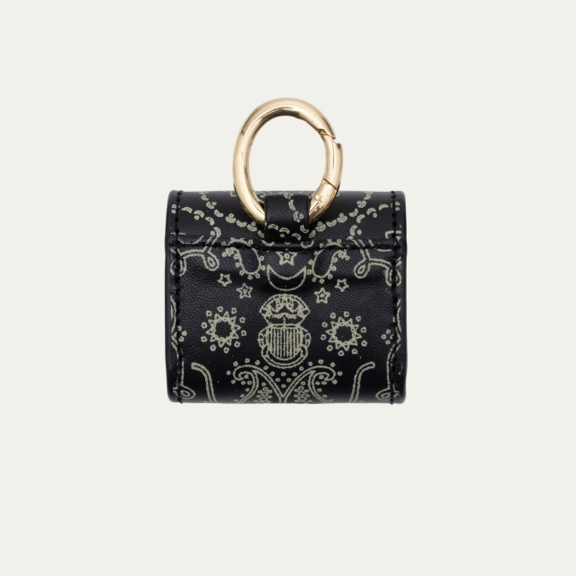 Etui Airpod Jamie Cuir Noir Imprimé Bandana