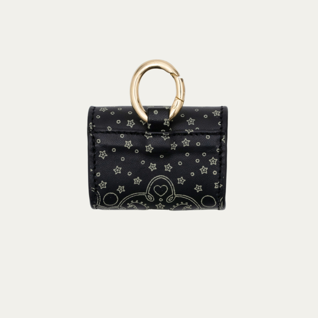 Etui Airpod Jamie Cuir Noir Imprimé Bandana