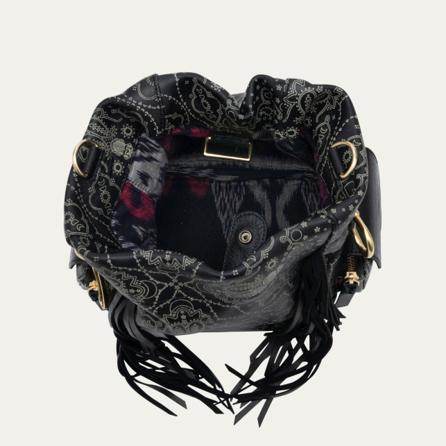 Sac Seau Cuir Lola Cuir Noir Imprimé Bandana