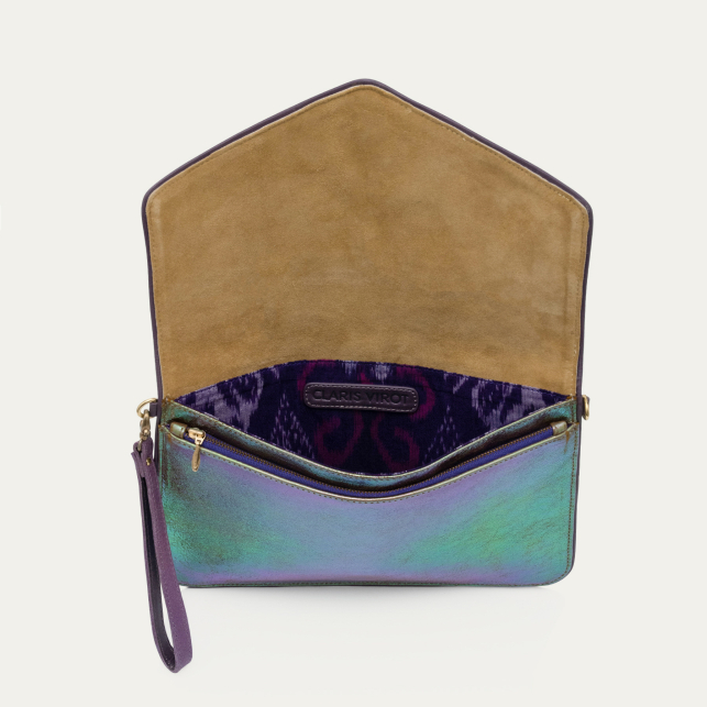 Pochette Cuir Alicia Lune Avec Rivets En Nacre
