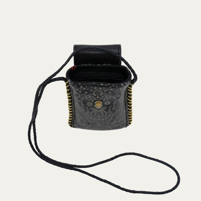 Black Printed Bandana Nappa Leather Emile Sunglasses Case