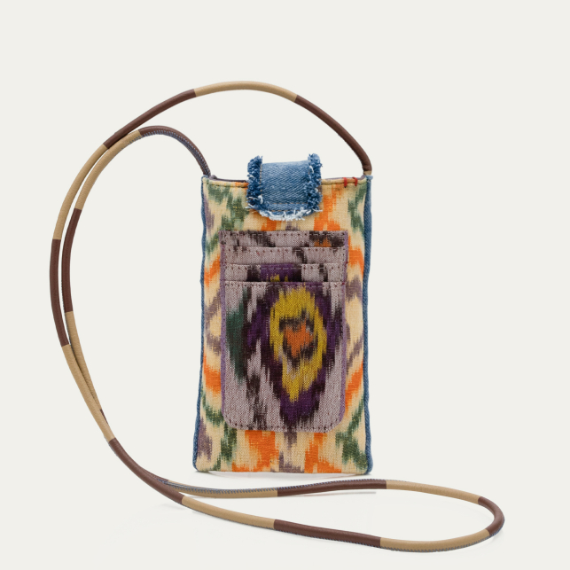 Etui à Telephone Cuir Double Marcus Patchwork de Tissus Lasso