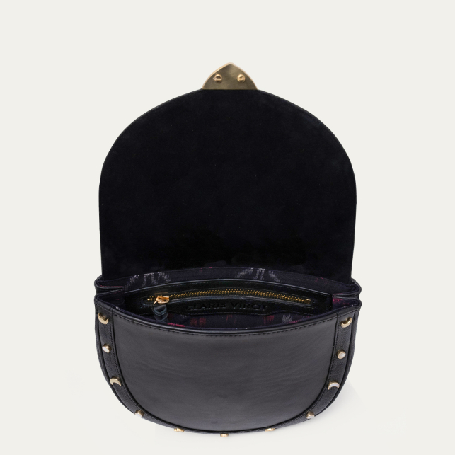 Black Nappa Leather with Shell Studs Bag Victoria