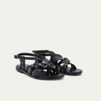 Sandales Cuir et Cobra Hariette Noires