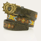 Ceinture Python Kaki Perles Ex-Voto