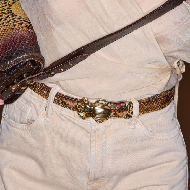 Baby Ceinture Python Oeil de Tigre Scarabée Or