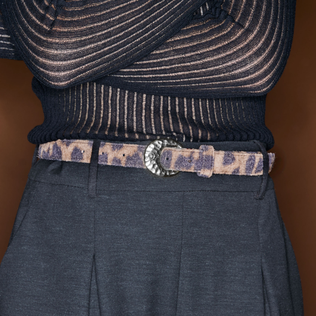 Baby Ceinture Cuir Leo Vintage Demi Lune Argent